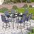 PHI VILLA Outdoor Bar Set, 7 Piece Patio Dining Table and Swivel Bar Stools with Metal Table, for Garden, Pool, Yard and Terrace