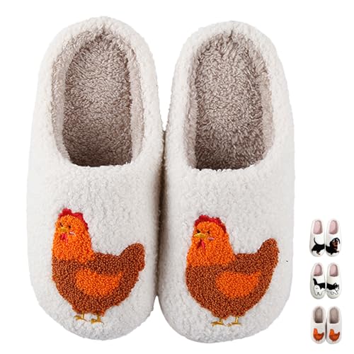 WQQZ Chicken Slippers for Women cute Warm Cozy Mens House Shoes Soft Plush Fuzzy Slippers 43/44