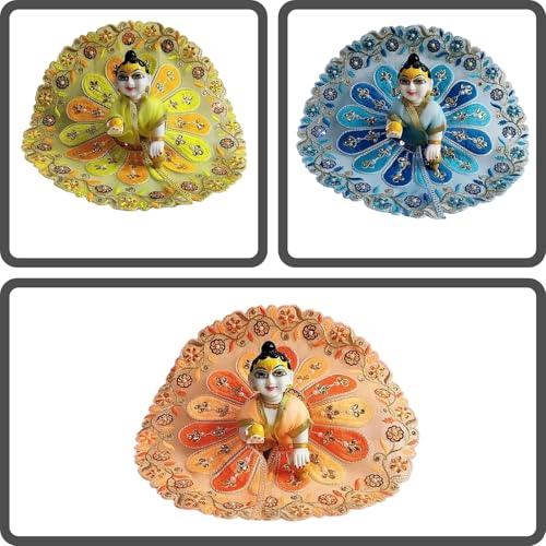 Laddu Gopal Summer Net Dress Size 5 with Embriodery Work (Pack of 3) l Ladoo Gopal Dress l Kanha Ji Poshak Size 0 1 2 3 4 5 6 ©