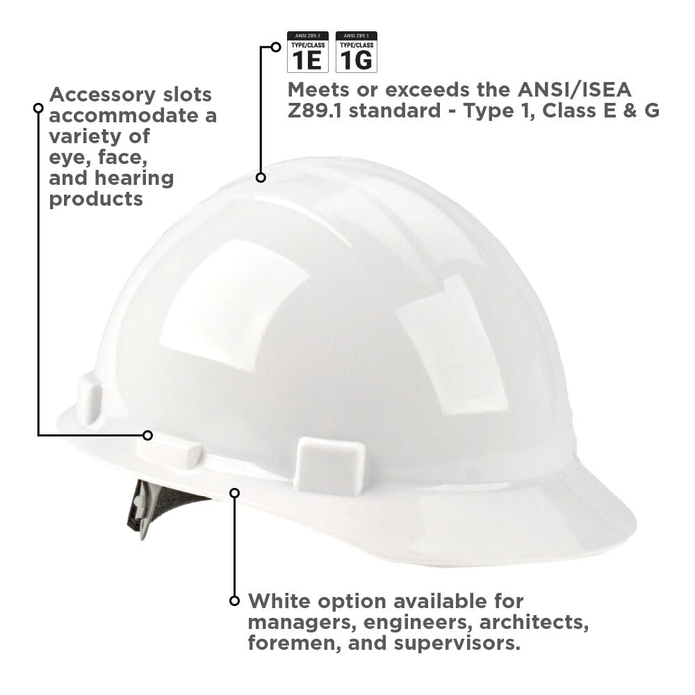 SAFEGEAR - Casco duro estilo gorra, suspensión de trinquete ajustable de 4 puntos, clase E y G