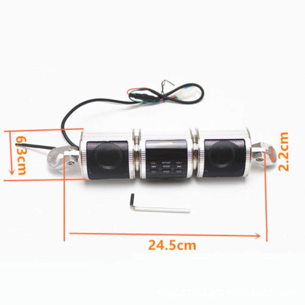MASO Altavoces Estéreo para Motocicleta con Bluetooth, Impermeables, Reproductor de Música MP3, Sistema de Amplificador de Audio, Scooter Bicicleta, ATV, UTV, Jet Ski, AUX IN, USB, Radio FM, Negro