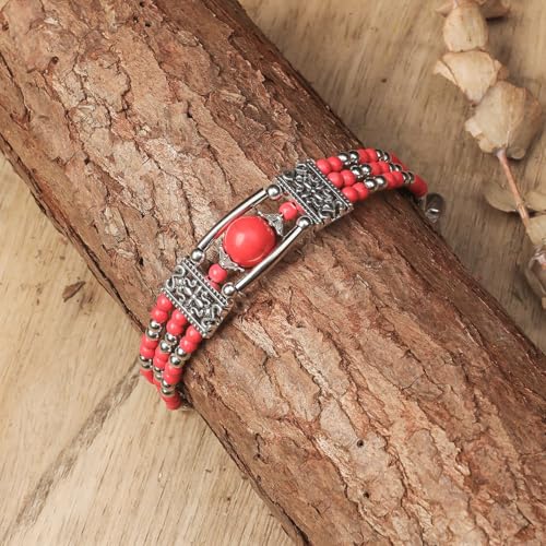 Beaded Bracelets For Women Men, Layered Boho Trendy Hand Chain Leaves Bohemian Turquoise Beads Bangles Natural Agate Stone Jewelry Gift4