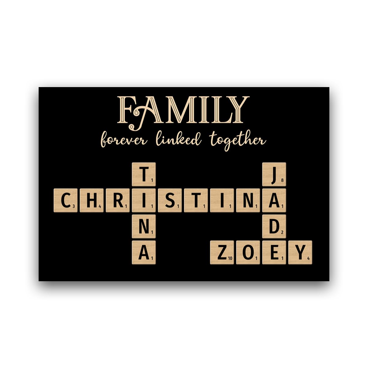 giftygifts Family Forever Linked Together Crossword Puzzle Personalized Poster, Unique Gift For Large Family, Parent, Grandparents, Siblings, Brothers