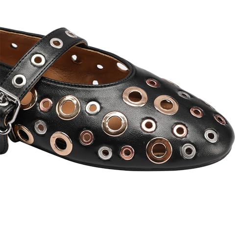 Metal Eyelet Ballet Flats Adjustable Buckle Ballerina Shoes for Women3