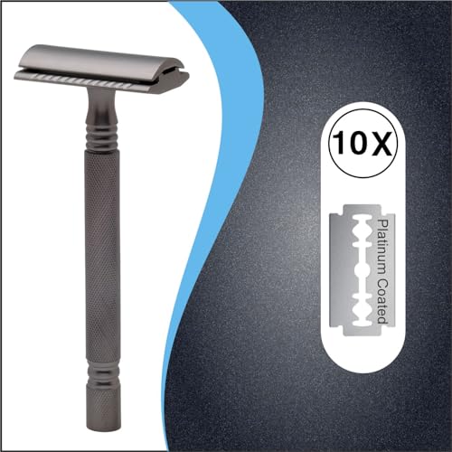 Image of Pearl Shaving Double Edge Safety Razor (Graphite Black) - Best Shaving Razors for Men | Classic & Traditional shaving Kit for Men | Premium blade razors | Valentine Gift Option