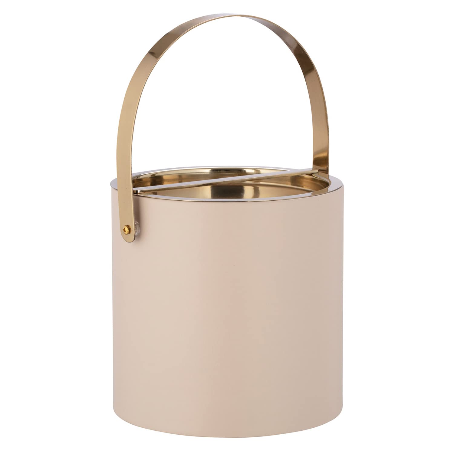 Kraftware Polished Gold Arch Handle & Bridge Cover: Taupe Milan 3qt Ice Bucket, Small