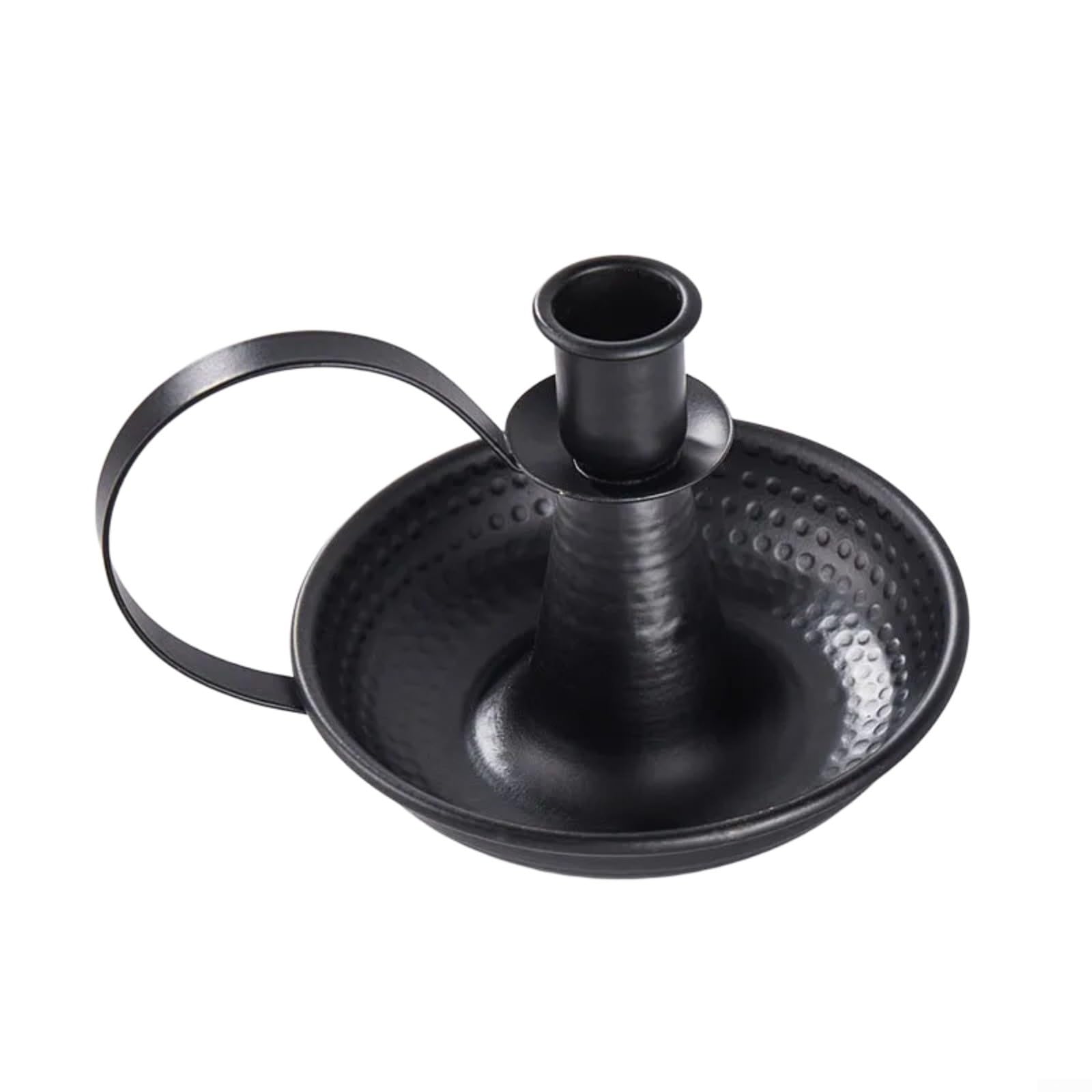 Glewi Iron Taper Candle Holder With Integrated Handle For Home, Wedding & Table Decoration,Sturdy Metal Design For Ambient Lighting(Small Black)