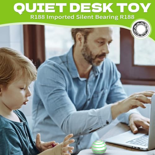 Image of Dilabnba Kinetic Spinner Toy for Adults Kids, Optical Illusion Metal Desk Gyro Ball for Focus Sensory Play, Silent Fidget Toy, Pocket Gadget with Travel Case (1.5'' Silvery)
