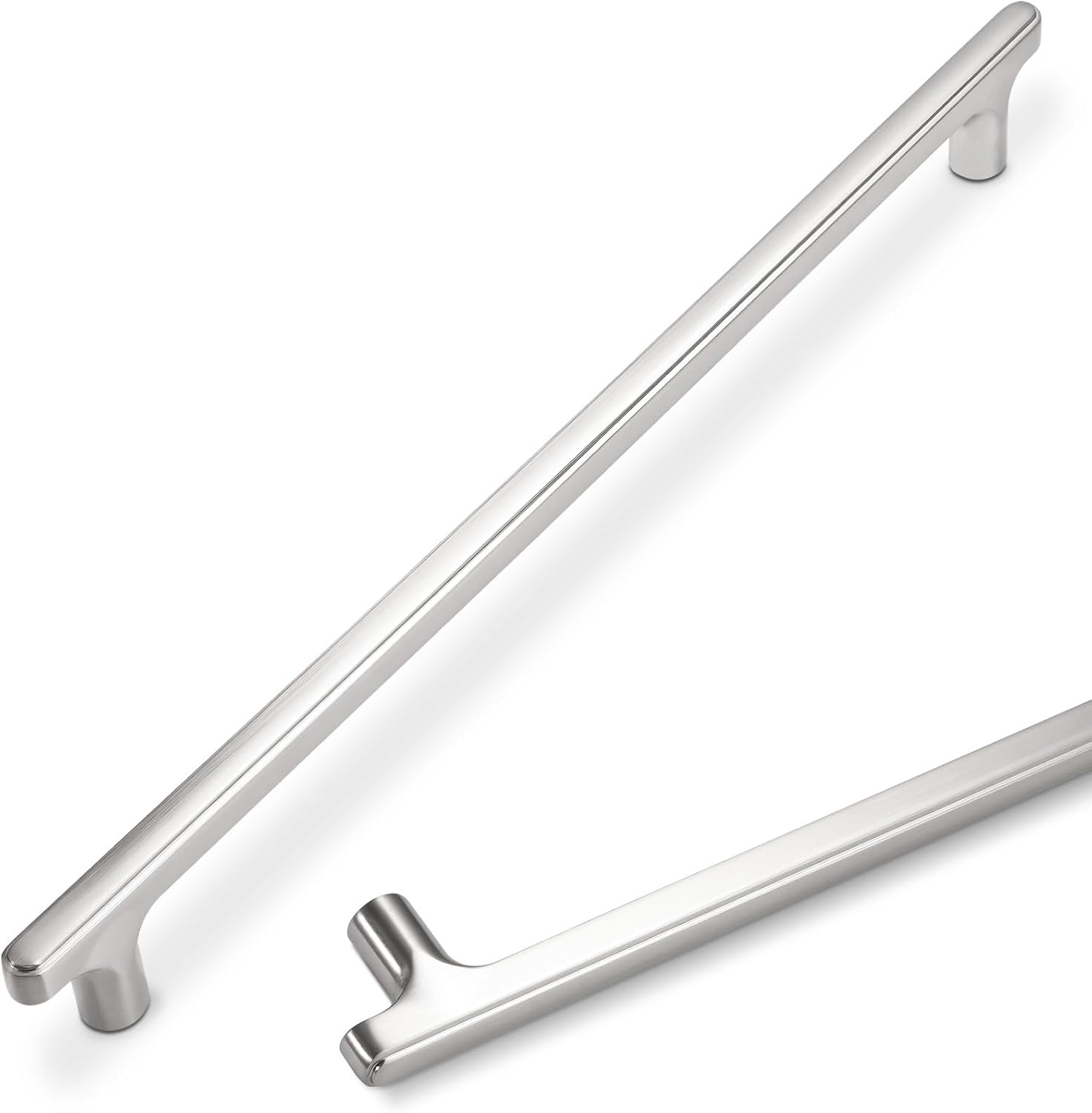 6 Pack Brushed Satin Nickel Cabinet Pulls 10 Inch Hole Centers Kitchen Cabinet Handles Zinc Alloy Silver Drawer Pulls Solid Cabinet Hardware 10'' Hole Center(254mm) 6 Pack Brushed Satin Nickel