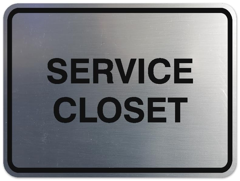 Signs ByLITA Classic Framed Service Closet Sign | Durable Material | Storage Sign (Brushed Silver) - Medium