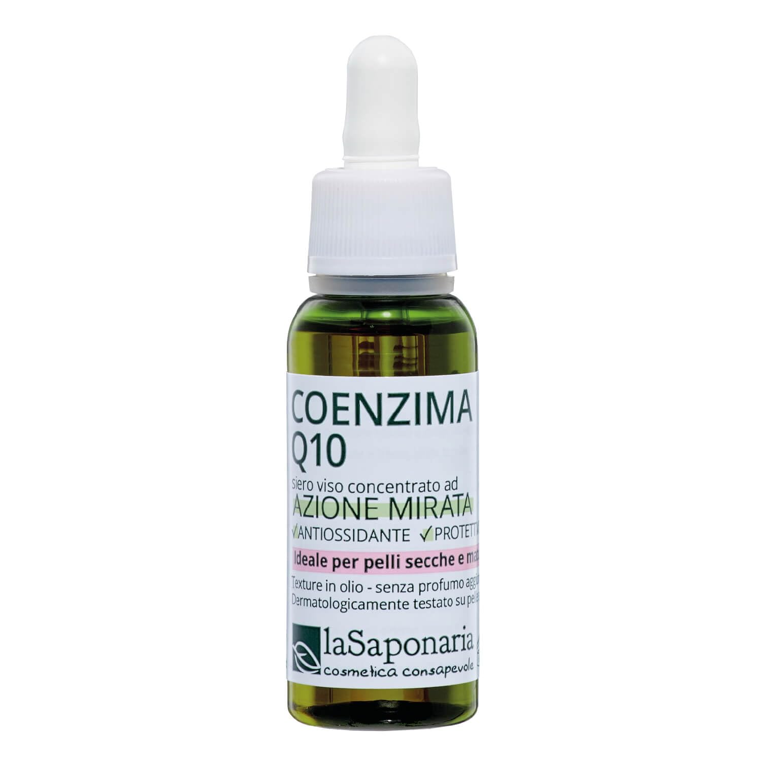 La Saponaria | Siero Viso Coenzima Q10, Idratante, protettivo e antiossidantee, Biologico, Ideali per pelli secche, mature e stanche, 30 ml