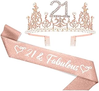 21 Birthday Sash + 21st Birthday Tiara, 21st Birthday Crown, Happy 21st Birthday Decorations For Her, 21st Birthday Gifts For Her, 21 Birthday Decorations For Her, 21st Birthday Sash 2002 Vintage Idea