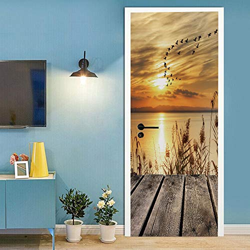 workid 3D Türtapete Türfolie selbstklebend TürPoster PVC Türaufkleber Fototapeten Schilf 77x200 cm