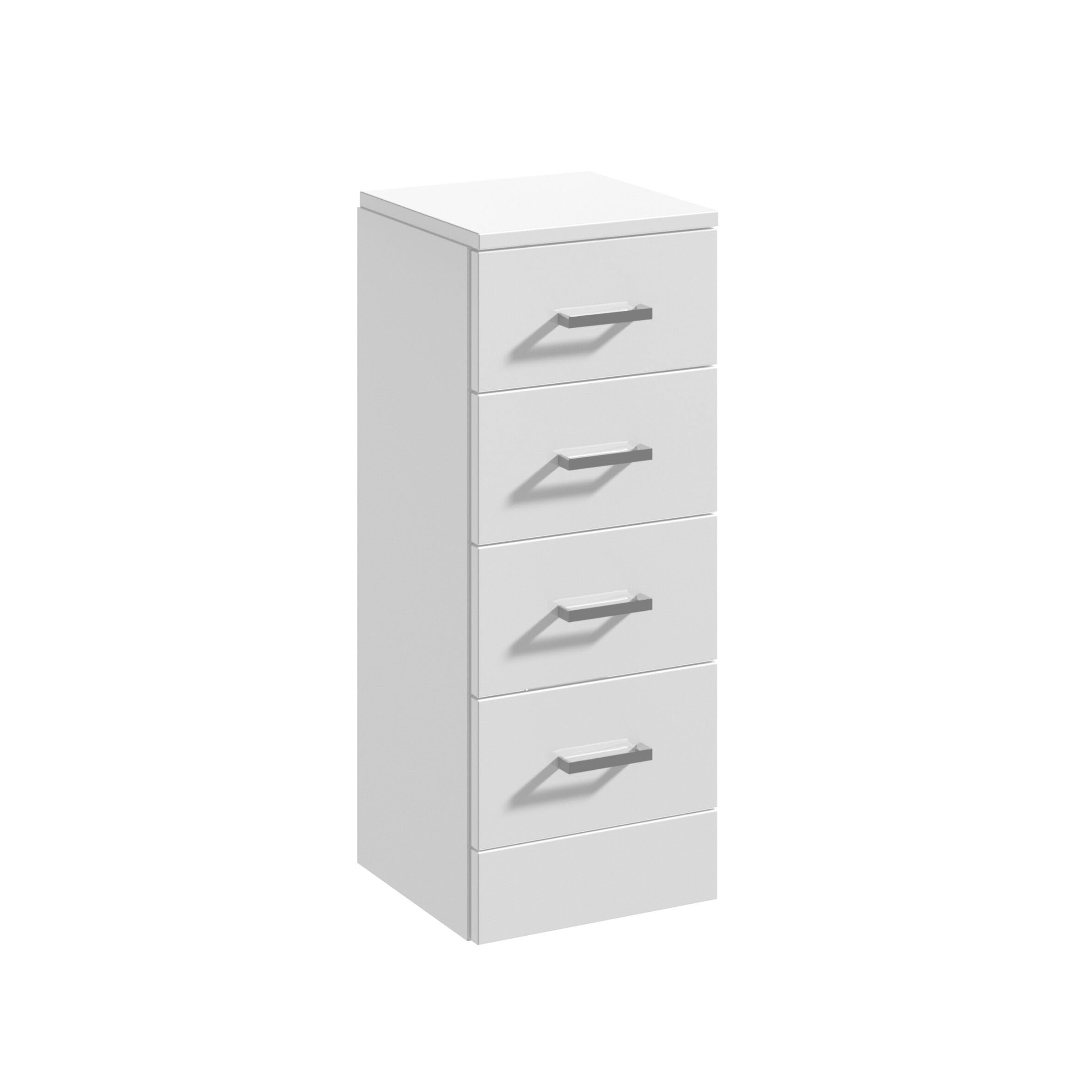 Balterley Bathroom Storage Cabinet, 4 Drawers Chrome Handles Slim Bathroom Storage Unit, Freestanding Unit, Tall Narrow Cupboard Toilet Cabinet, Cabinets for Bathrooms - 300 x 330 x 766mm (White)