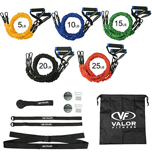 Valor Fitness Resistance Cords - Heavy Resistance Bands with Handles and Anti-Snap Protective Nylon Tube Bands Sleeves…