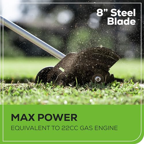 Image of Greenworks 60V 8 inch Brushless Cordless Edger with 2.0Ah Battery & Charger - Tool-Free Depth Adjustment, Lightweight Lawn Edging Tool, 4-Year Warranty