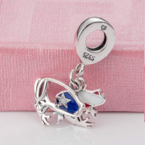 Puerto Rico Coqui Frog Dangle Charm - 925 Sterling Silver Red Blue White Enamel Country Flags Dangle Bead Charms, Fits Pandora Women Bracelet Necklace4