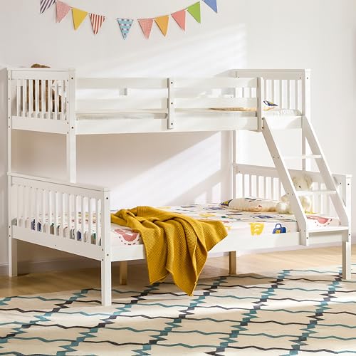 Vida Designs Milan Triple Bunk Bed, Three Sleeper, Solid Pine Wood Frame, Kids Children, Double 4 Foot 6, Single 3 Foot, White