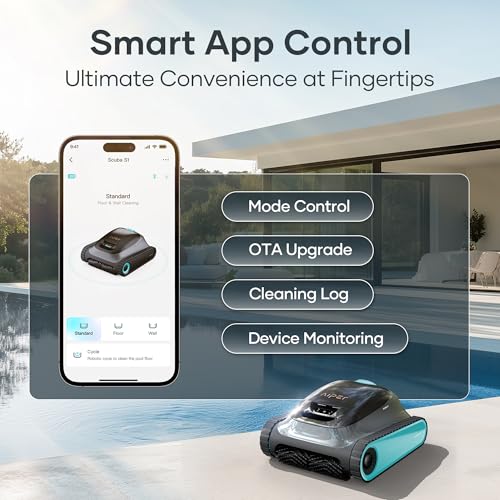 Image of (2026 Upgrade) Aiper Scuba S1 Robotic Pool Cleaner, Wall & Waterline Cleaning, Dual Filtration, Extended 240-Min Battery Life, Smarter Navigation with High-Precision Sensors, App Support (Renewed)