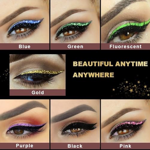 False Eyelashes Eyeliner Stickers, 4 Pairs Reusable Adhesive Eyelashes & Eyeliner Stickers, 2 in 1 Eye Glitter Shiny Makeup Reusable Eyelashes Eyeliner Sticker, for Party Festivals, Black - Image 3