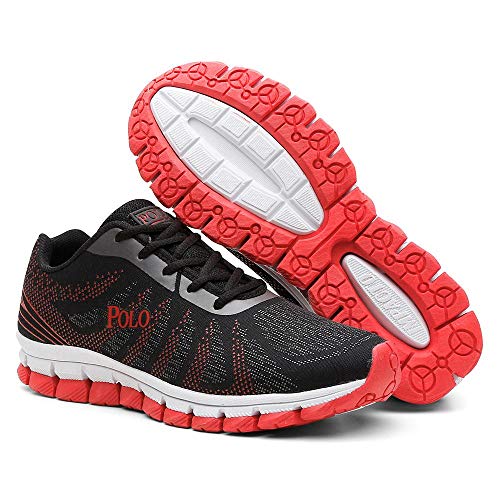 Tênis Caminhada Masculino Esporte Corrida Conforto Macio Preto/vermelho 39