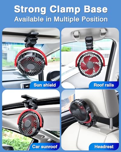 DICMKY Car Clip Fan 2000mAh