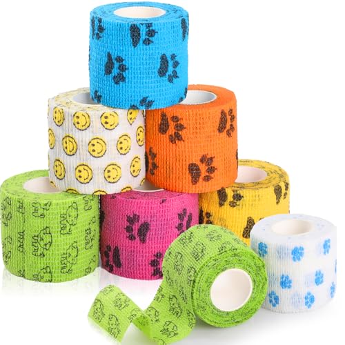 GeeRic 7 Rollen Selbsthaftende Bandage Hund Vet Wrap Pet Selbstklebender Verband 5cm x4,5 m,Selbstklebender Verband,Cohesive Haftbandage Elastische Binde Fixierbinde für Katze Hund Pferd Finger