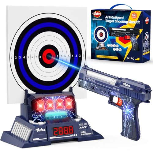 VATOS Laser Tag con Kit de dianas Inteligentes, Pistola láser Recargable con puntuación electrónica y anuncios de Voz, Juguete de Tiro al Blanco para Interior y Exterior para niños Mayores de 10 años
