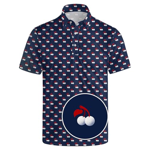 SKYNORA Golf Shirts for Men, Polo Shirts Short Sleeve Moisture Wicking Quick Dry Performance Print Golf Polo Shirts for Men