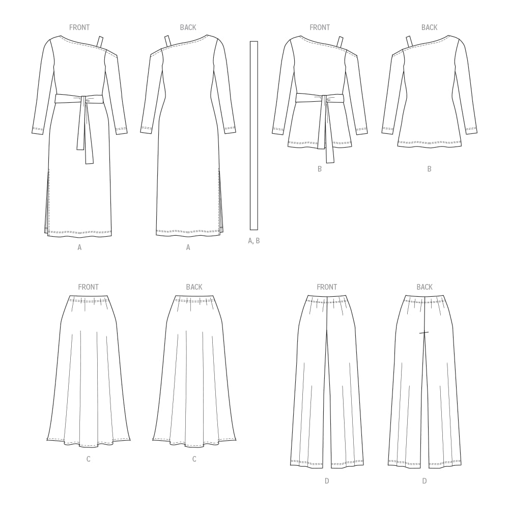 Butterick B6913A Misses' Knit Dress, Top, Skirt and Trousers A (S-M-L-XL-XXL) - Image 3