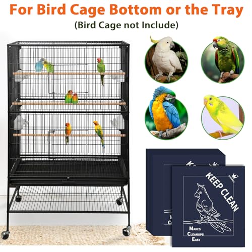 Image of Bird Cage Liners, Parrot Cage Liners, 50pcs Disposable Cage Liners for Birds, Non-Woven Pre-cut Large Bird Cage Liners For Parrot Parakeet Conure Cockatiel, Bird Cage Paper Liners, 20 x 18 inch, Blue