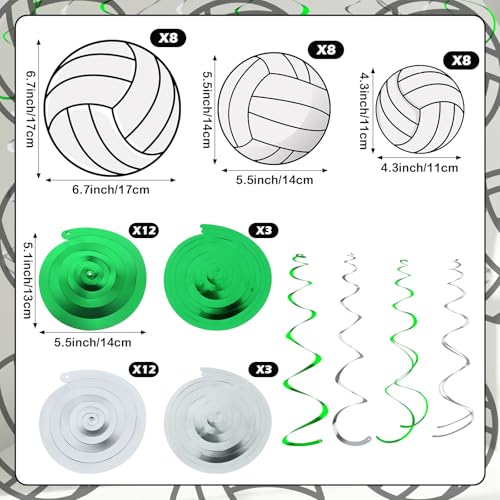 Image of 54Pcs Volleyball Hanging Swirls Party Decorations Volleyball Theme Birthday Party Decorations Supplies Sports Ball Cutouts Hanging Swirl Ceiling Streamers for Kids Girls Boys