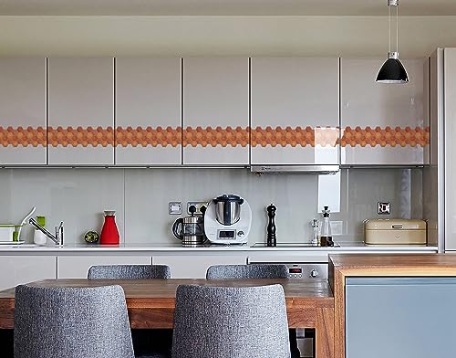 Image of WallDesign Terracotta Hexagon Self-Adhesive Tile Sticker for Decoration of Kitchen, Bathroom, Furniture, Door, Floor - 6.25 in X 10 Ft Durable Vinyl Film