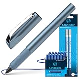 Schneider Ceod Shiny Tintenroller Blue + 12 Patronen + 2 Tintenlöscher (Rechts- und Linkshänder, Strichstärke M, inkl. Tintenpatrone Königsblau)