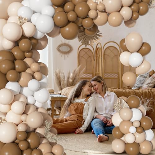 Ouddy Life 156Pcs Brown Balloons Garland Arch Kit, DIY 18"12"10" Coffee Brown Blush Nude Balloons for Neutral Woodland Teddy Bear Baby Shower Wedding Jungle Safari Birthday Party Decorations by Ouddy Life - Image 4