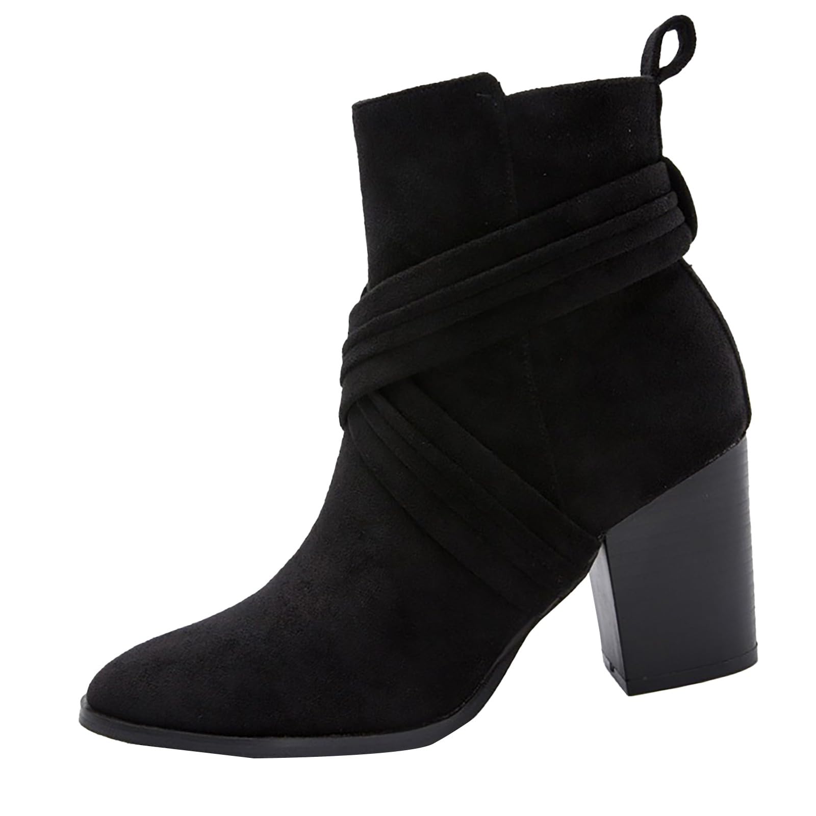 HOODUO Botas Trekking Mujer,Botas Vaqueras Mujer Comodos Casual Planas Calentar Piel Forro Cordones Botines Campera Botines Estilo Punk Aire Libre Zapatos de Tacon Ancho Casual o de Fiesta