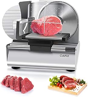 CukAid Electric Meat Slicer Machine, Deli Cheese Bread Food Slicer, Dishwasher Safe, Removable