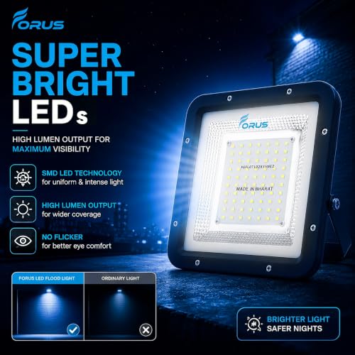 Image of Forus 50W Blue Color Flood Light Outdoor LED Waterproof Decorative Focus Lamp for Home Garden Events Security Terrace Landscape Pathway Building Festival Stage Party Celebration Lighting - 1 Pc