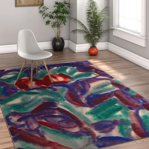 Tapis de chambre expressionniste tulipe rétro abstrait - 4