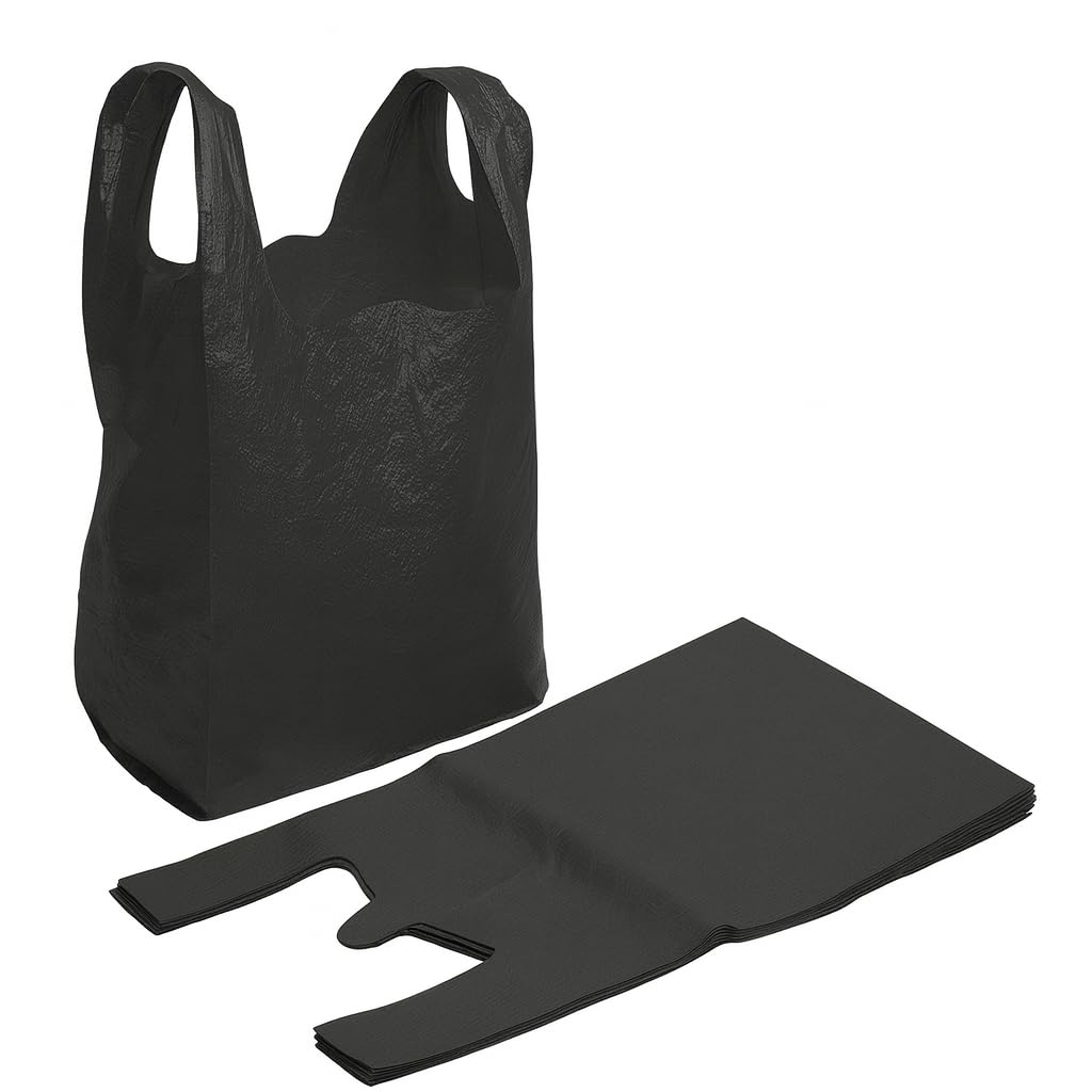 Sabco - 100pcs 11x17x21" Black Vest Carrier Bags - Black Carrier Bags (100)
