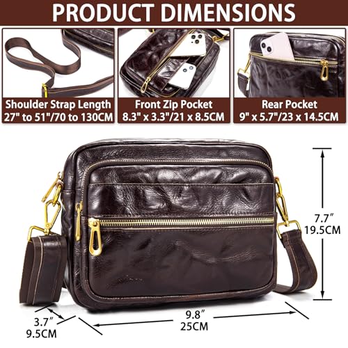 Genuine Leather Messenger Bag for Men Real Leather Small Crossbody Shoulder Bags Carry on Pouch Sling Satchel Purse3