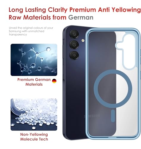Image of Case for Samsung Galaxy S25 Plus with Mag-Safe, [Anti-Yellowing Technology] [Military Grade Drop Protection] Shockproof Slim Hybrid Phone Case for Samsung Galaxy S25 Plus 5G - Indigo Blue