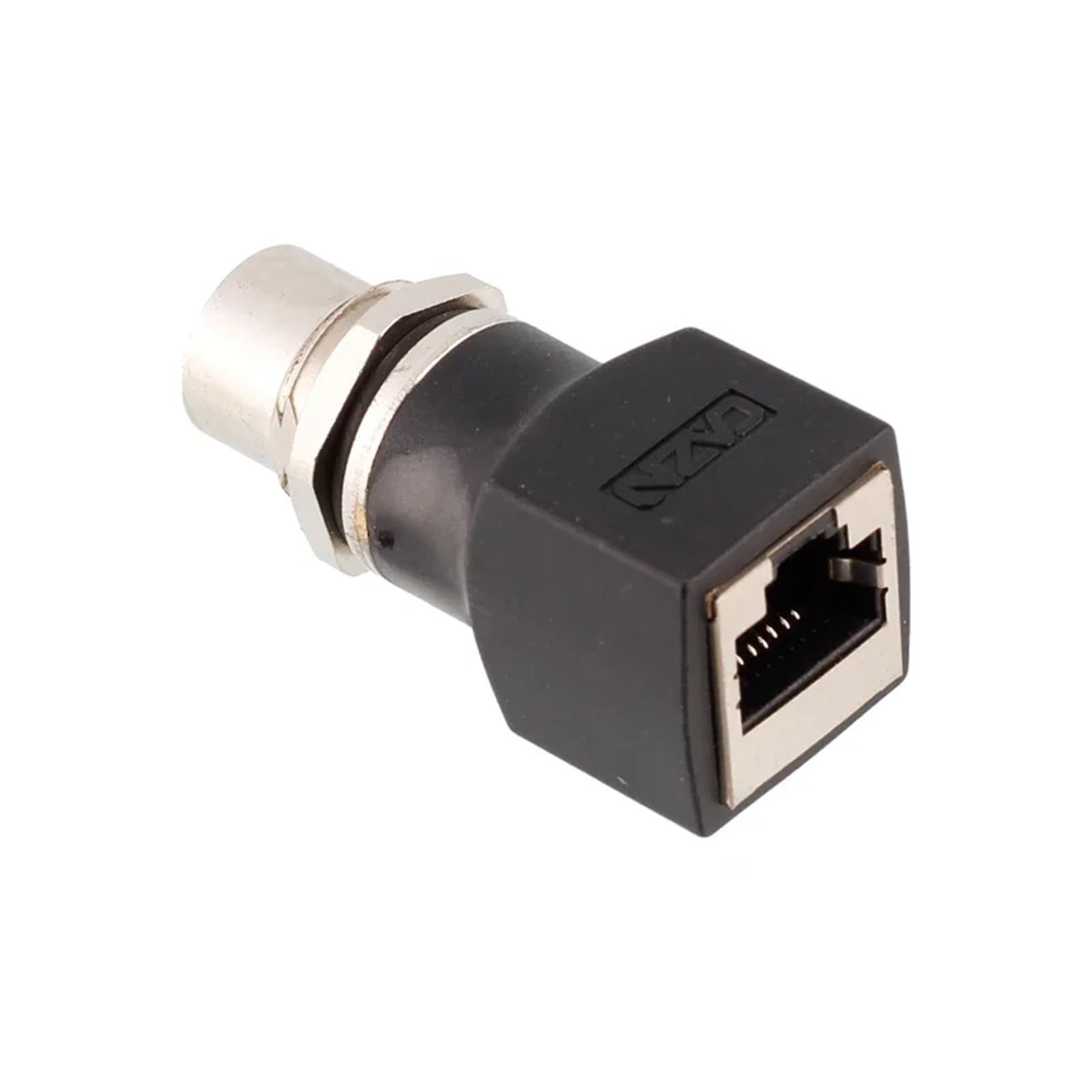 BALYDLUL M12 connector to RJ45 angle adapter waterproof straight m12 male 8pin front lock panel mount to RJ45 network interface connector(Straight,FRONT MOUNT_MALE INSERT_1PCS_8P-A CODE)