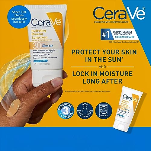 CeraVe Tinted Sunscreen with SPF 30 | Hydrating Mineral Sunscreen With Zinc Oxide & Titanium Dioxide | Sheer Tint for Healthy Glow | 1.7 Fluid Ounce - Image 4