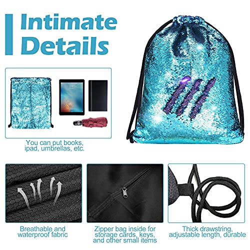 Alritz Mermaid Sequin Drawstring Bags Reversible Sequin Dance Bags Gym Backpacks For Girls #TOP4