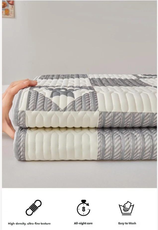 Protège-matelas d'été pour lit simple, double et grand lit - En latex de soie glacée rafraîchissante - Avec sangles d'angle, antidérapantes, lavables et pliables - Pour dortoir, maison (#1, 150 x 200