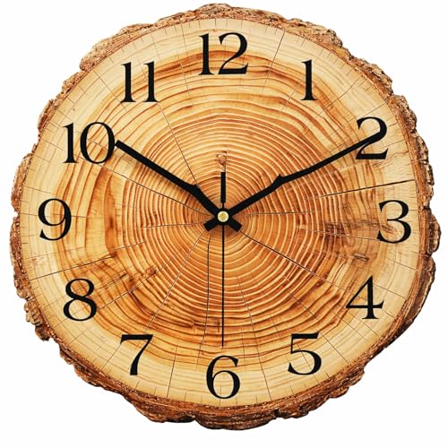 Sinsoledad Wanduhr Ohne Tickgeräusche Modern Holz Leise Wanduhren Große Zahlen für Wohnzimmer Küche & Schlafzimmer