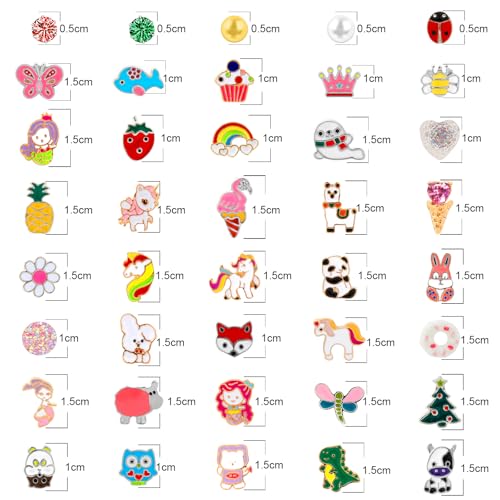 32/40 Pairs Hypoallergenic Stud Earrings for Girls Kids Stainless Steel Stud Earrings Set Vivid Colors and Multi-styles Cute Earring Jewelry Gifts for Girls Kids2