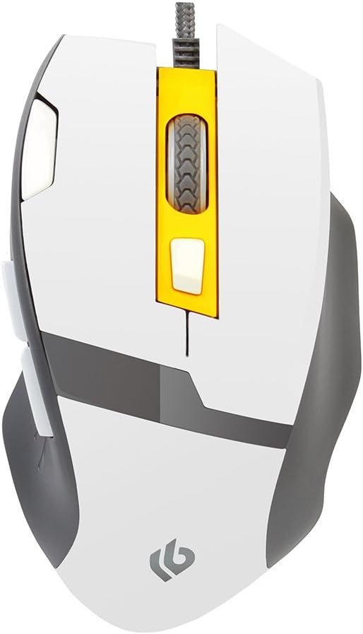 M52 Wired Optical Gaming Mouse,4 DPI Level [4000 DPI] [ Breathing Light] Ergonomic Game Computer Mice 7 Buttons White