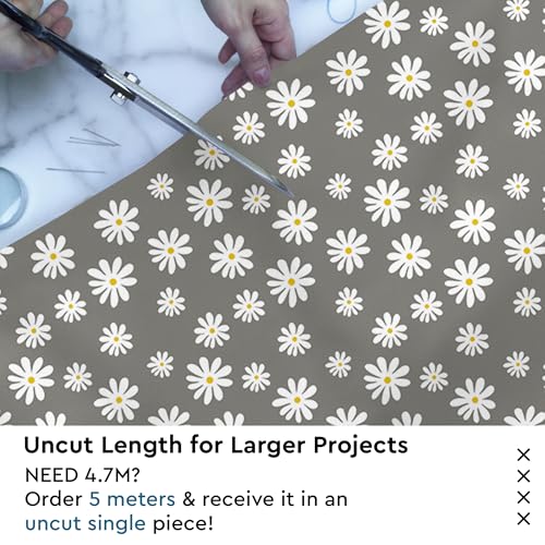 Image of Encasa XO Printed Fabric 59 inch (150 Cms) - Grey Daisy - Decorative Soft & Smooth, 100% Cotton Cloth for Curtains, Cushions, Dress Material, Upholstery, Bedcover - 1 Meter